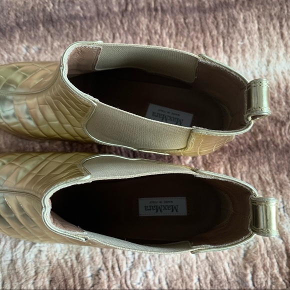 Max Mara Salice Ankle Boots Gold Croc - Picture 7 of 10
